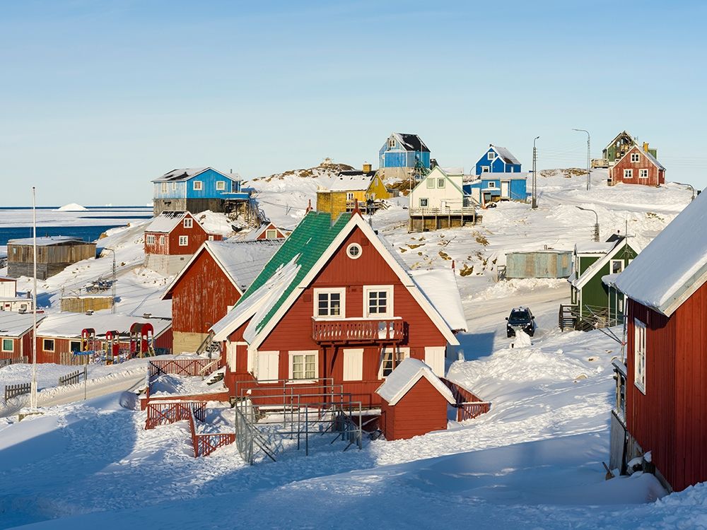 Winter in the town of Upernavik in the north of Greenland at the shore of Baffin Bay